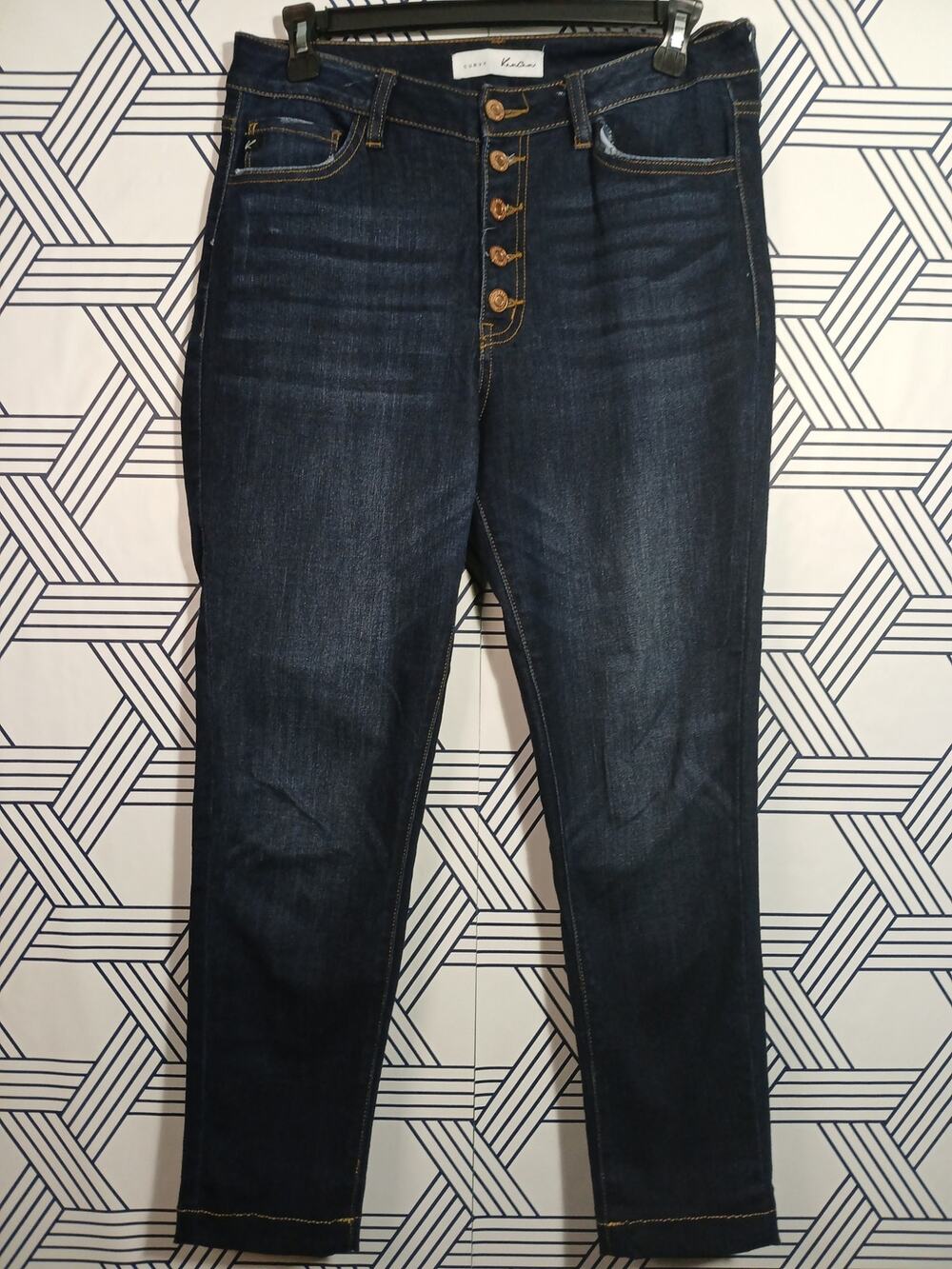 Curvy Kancan Estillo Jeans – Button Fly Dark Wash
